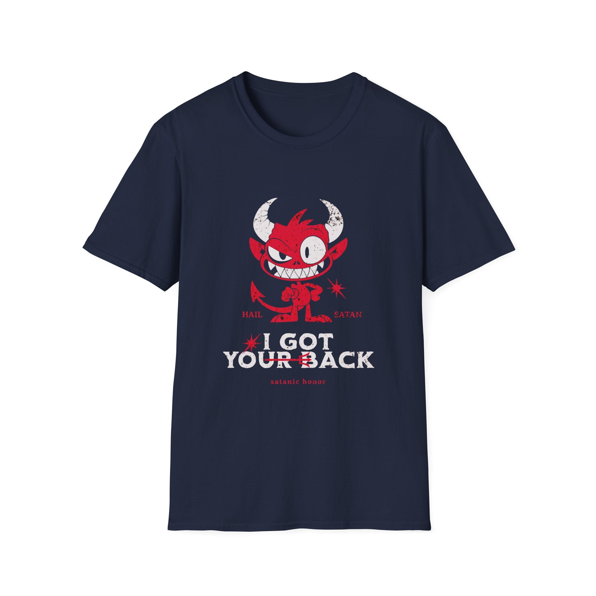 I've Got Your Back _ Satanic Honor - Unisex Softstyle T-Shirt (Front) - Damned Threads